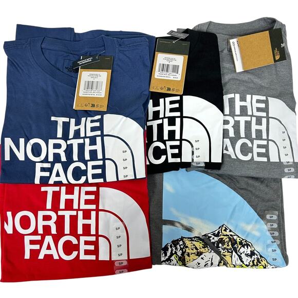 The North Face T-Shirt LOT (5) Men's S Gray Red Blue Black Half Dome Logo NWT L1 - Picture 1 of 8